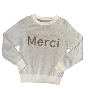Ina Cream Crew Neck Sweater with Merci Design